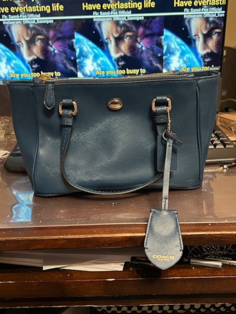 Teal Coach Purse ** PLEASE READ DESCRIPTION FOR DIMENSIONS **